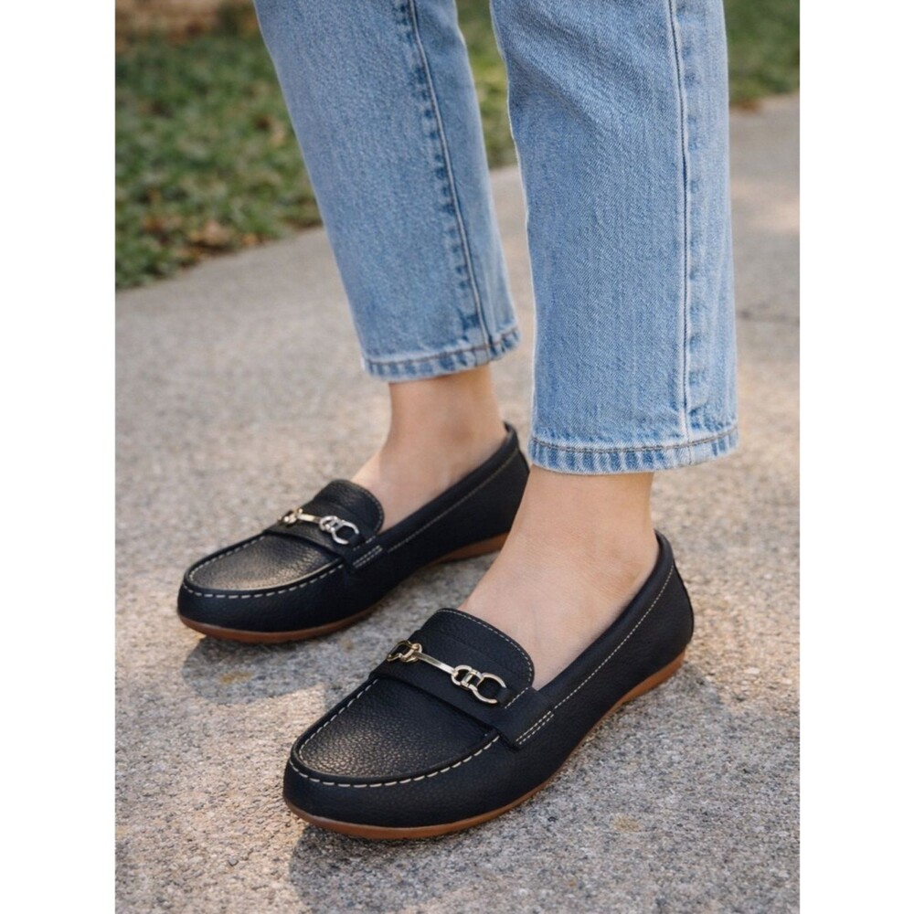 Kordal Black Loafers Women’s 9 Gold Bit Comfort Slip On Casual